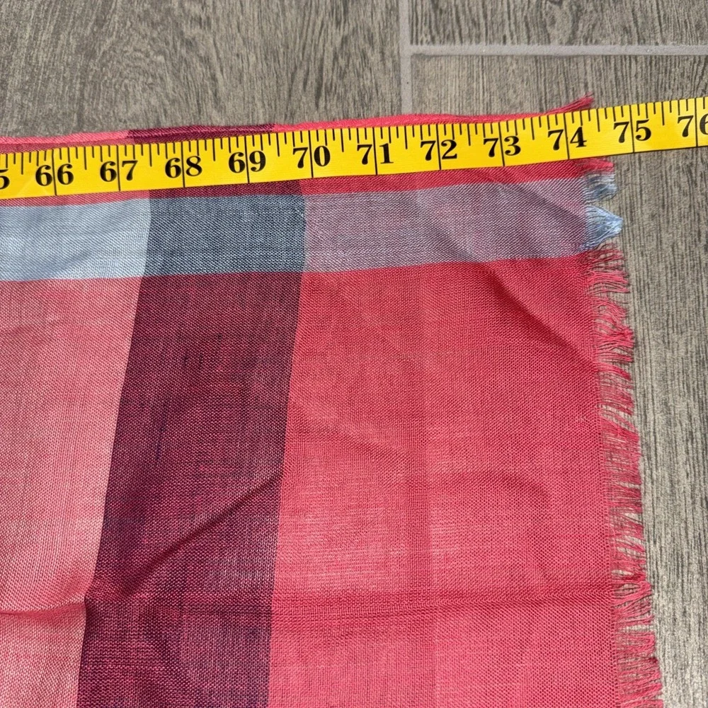 Tommy Hilfiger Lightweight Check Rectangular Scarf  Eyelash Fringe Multicolored